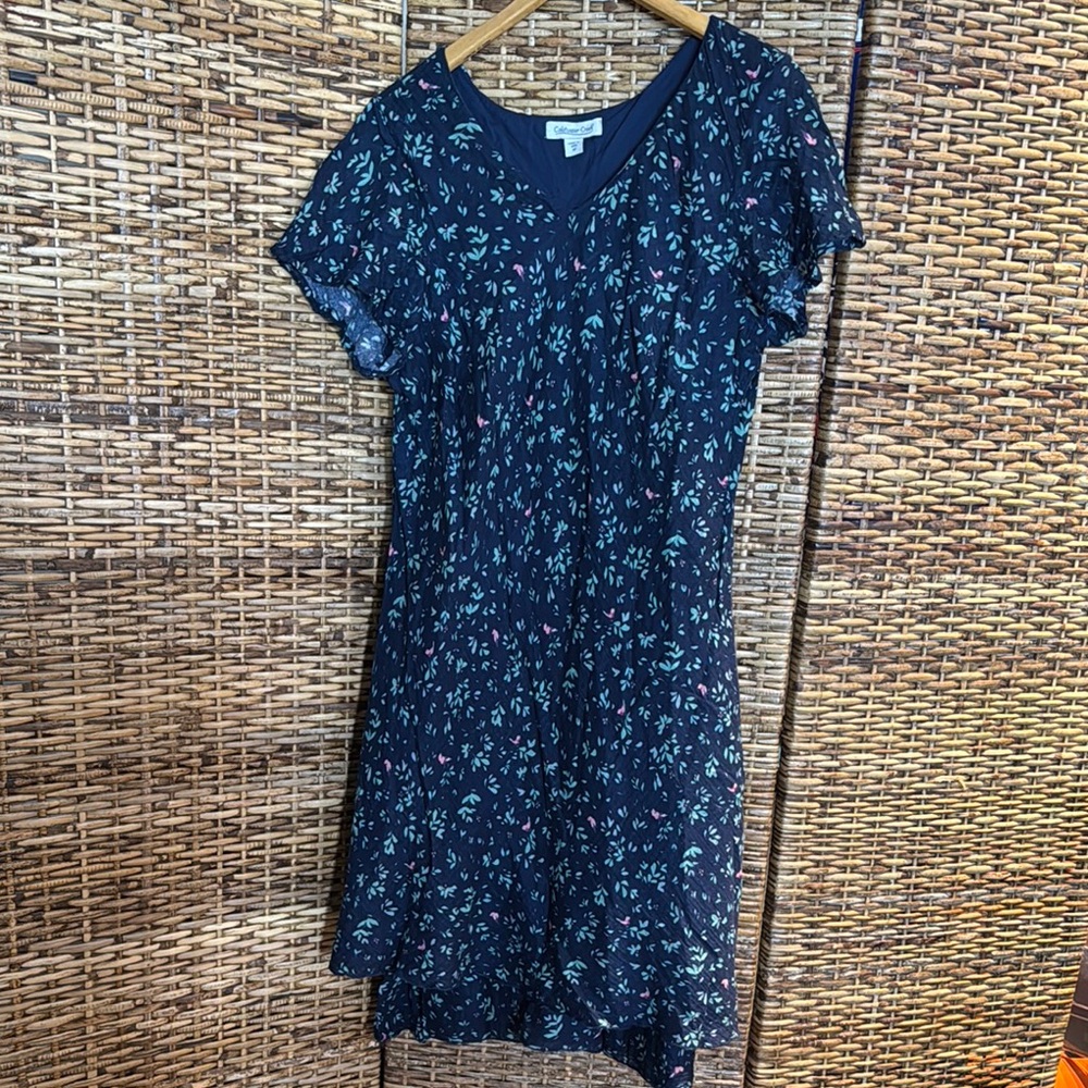 Floral V-Neck Dress Coldwater Creek Blue Floral Plus Size Spring Summer